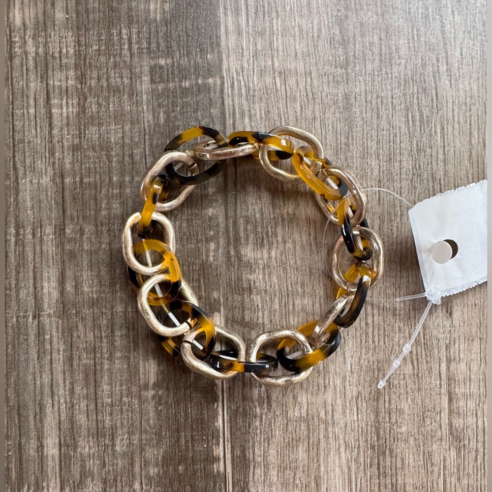 Ink + Alloy black, gold, tan stretchy bracelet